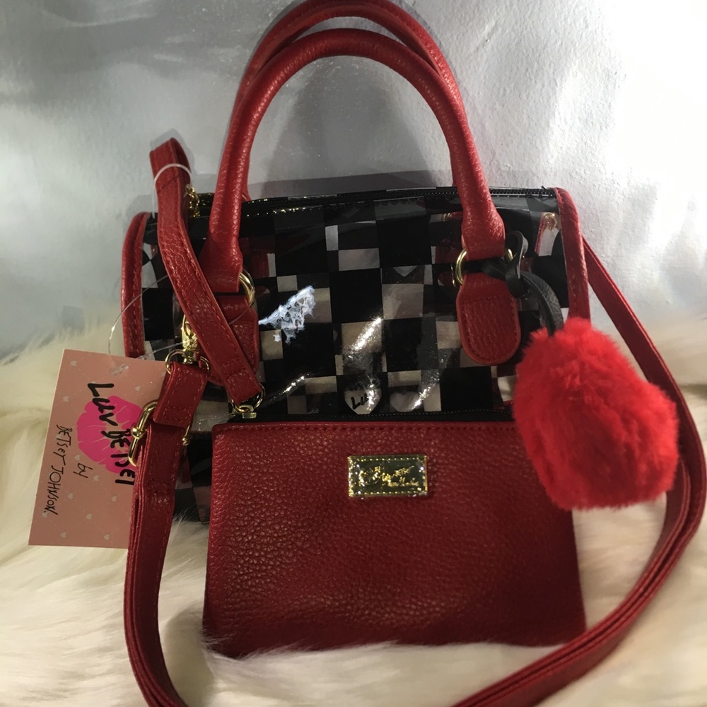 Betsey Johnson Clear Red Small Satchel Purse ♥️♠️
